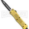 Atomic Defender Mini Gold OTF Automatic Dagger Knife - Two Tone Plain -Kershaw Store Atomic Defender Mini OTF Auto Gold TT Dagger BHQ 141217 jr 2 large
