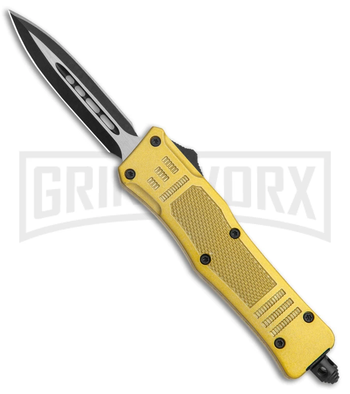 Atomic Defender Mini Gold OTF Automatic Dagger Knife - Two Tone Plain 3 Atomic Defender Mini Gold OTF Automatic Dagger Knife - Two Tone Plain