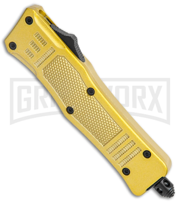 Atomic Defender Mini Gold OTF Automatic Dagger Knife - Two Tone Plain 4 Atomic Defender Mini Gold OTF Automatic Dagger Knife - Two Tone Plain - Image 2