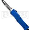 Atomic Defender Mini OTF Automatic Knife Black - Two Tone Serrated Dagger -Kershaw Store Atomic Defender Mini OTF Blue Automatic Dagger Knife Two Tone Serr GX 43094 hd large