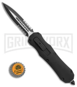 Atomic FL D/A OTF Automatic Knife - Dagger Black Serr -Kershaw Store Atomic FL DA dagger black serr BP 18784 er bottlecap large