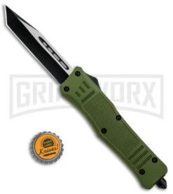 Atomic Defender Large OTF Automatic Knife OD Green - Two Tone Tanto -Kershaw Store Atomic Lance Tanto OD Green OTF TT Plain GX 30988 jr bottlecap large