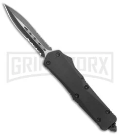 Atomic Lance Black OTF Automatic Knife - Two Tone Double Serr