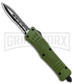 Atomic Defender Mini OTF Automatic Knife OD Green - Serr Black Dagger