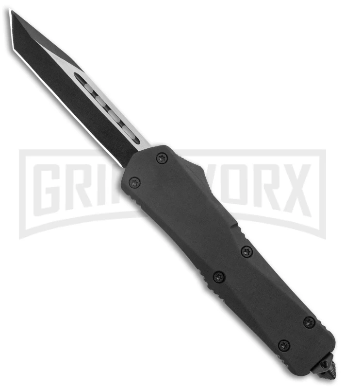 Atomic Lance Tanto Black OTF Auto Knife - Two Tone Plain 3 Atomic Lance Tanto Black OTF Auto Knife - Two Tone Plain