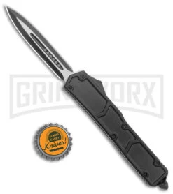 Atomic Slim OTF Smooth Scale Automatic Knife - Dagger 2 Tone Plain -Kershaw Store Atomic Slim Dagger Black OTF Smooth Scales TT GX 38191 jr bottlecap large