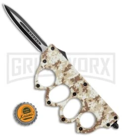 Atomic Tan Digital Camo OTF Automatic Knuckle Knife - Dagger Two-Tone -Kershaw Store Atomic Tan Digital Camo OTF Auto Knuckle Knife Dagger TT GX 37560 jr bottlecap large