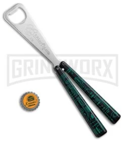 BB Barfly Green Circuit Bottle Opener Butterfly Trainer - Satin -Kershaw Store BB Barfly Bottle Opener Butterfly Trainer Circuit Green Black BHQ 75545 jr bottlecap large