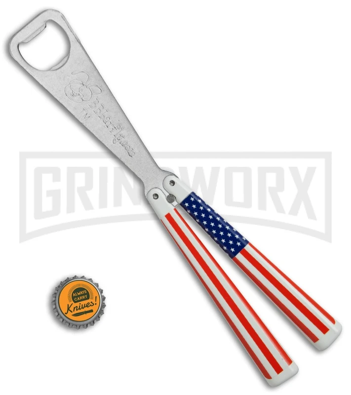 BB Barfly USA Flag Bottle Opener Butterfly Trainer - Satin 4TH18 5 BB Barfly USA Flag Bottle Opener Butterfly Trainer - Satin 4TH18 - Image 3