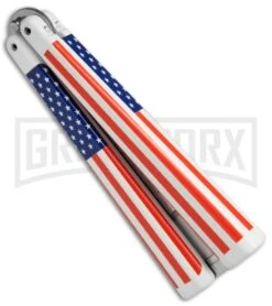 BB Barfly USA Flag Bottle Opener Butterfly Trainer - Satin 4TH18 7 BB Barfly USA Flag Bottle Opener Butterfly Trainer - Satin 4TH18 -Kershaw Store BB Barfly Bottle Opener Butterfly Trainer USA Flag BHQ 68442 jr side large