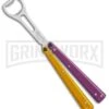 BB Barfly Pro Purple/Yellow Bottle Opener Butterlfy Trainer 1 BB Barfly Pro Purple/Yellow Bottle Opener Butterlfy Trainer -Kershaw Store BB Barfly Pro Model Bottle Opener Butterfly Trainer Purple Yellow BHQ 87778 er large