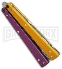 BB Barfly Pro Purple/Yellow Bottle Opener Butterlfy Trainer -Kershaw Store BB Barfly Pro Model Bottle Opener Butterfly Trainer Purple Yellow BHQ 87778 er spine large