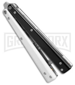 BB Barfly Pro V3 Black/White Bottle Opener Butterlfy Trainer -Kershaw Store BB Barfly Pro V3 Black White Bottle Opener Butterlfy Trainer BHQ 87776 td side large