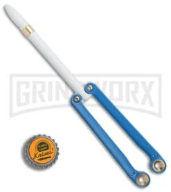 BaliYo By Spyderco Butterfly Pen Flipper Blue/White 12 BaliYo By Spyderco Butterfly Pen Flipper Blue/White -Kershaw Store BaliYo by Spyderco Butterfly Pen Fisher Space Pen blue white USA Made BHQ 82799 er bottlecap large