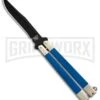 Bear & Son Blue G-10 Butterfly Knife - Black Plain -Kershaw Store Bear Butterfly Knive blue G10 handles Black Plain BHQ 87253 er large