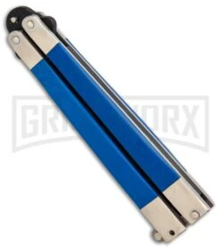 Bear & Son Blue G-10 Butterfly Knife - Black Plain -Kershaw Store Bear Butterfly Knive blue G10 handles Black Plain BHQ 87253 er spine 2 large