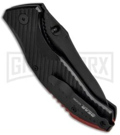 Bear Edge Black W/ Red Backspacer Spring Assisted Knife - Black Plain 8 Bear Edge Black W/ Red Backspacer Spring Assisted Knife - Black Plain -Kershaw Store Bear Edge 4.5in SA Black Red Backspacer Black 61103 BHQ 68071 jr side large