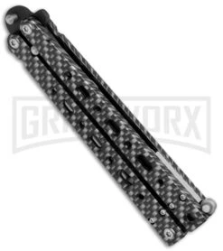 Bear OPS Bear Song V Sim Carbon Fiber Balisong Butterfly Knife - Black Plain -Kershaw Store Bear OPS Bear Song 500 Butterfly Sim Carbon Fiber Black BHQ 35746 jr spine large