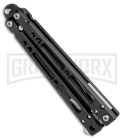 Bear OPS Bear Song IV Black Balisong Butterfly Knife W/Trainer - Black Plain -Kershaw Store Bear Ops Bear Song IV Butterfly Black Aluminum Trainer Black BHQ 75569 jr side large