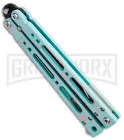 Bear Ops Bear Song IV Cyan Speckle Blue Butterfly Knife - Black -Kershaw Store Bear Ops Bear Song IV Butterfly Cyan Speckle Blue Black B 400 AICY B BHQ 83465 jr side large