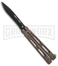 Bear OPS Bear Song IV Dark Sand Balisong Butterfly Knife W/Trainer - Black Plain 9 Bear OPS Bear Song IV Dark Sand Balisong Butterfly Knife W/Trainer - Black Plain -Kershaw Store Bear Ops Bear Song IV Dark Sand Trainer Black BHQ 78830 er large
