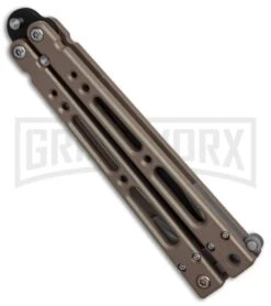 Bear OPS Bear Song IV Dark Sand Balisong Butterfly Knife W/Trainer - Black Plain 11 Bear OPS Bear Song IV Dark Sand Balisong Butterfly Knife W/Trainer - Black Plain -Kershaw Store Bear Ops Bear Song IV Dark Sand Trainer Black BHQ 78830 er side large