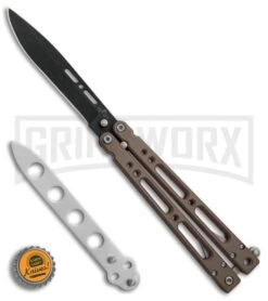 Bear OPS Bear Song IV Dark Sand Balisong Butterfly Knife W/Trainer - Black Plain 13 Bear OPS Bear Song IV Dark Sand Balisong Butterfly Knife W/Trainer - Black Plain -Kershaw Store Bear Ops Bear Song IV Dark Sand trainer black BHQ 78830 er bottlecapp large