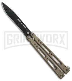 Bear OPS Bear Song IV Light Sand Balisong Butterfly Knife W/Trainer - Black -Kershaw Store Bear Ops Bear Song IV Light Sand trainer black BHQ 78831 er large 1
