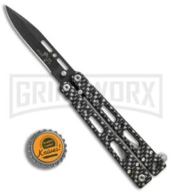 Bear OPS Bear Song IV Sim. Carbon Fiber Small Butterfly Knife - Black Plain 9 Bear OPS Bear Song IV Sim. Carbon Fiber Small Butterfly Knife - Black Plain -Kershaw Store Bear Ops Bear Song IV small sim carbon fiber black BHQ 75950 er bottlecap large