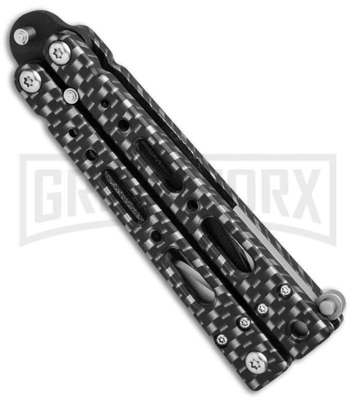Bear OPS Bear Song IV Sim. Carbon Fiber Small Butterfly Knife - Black Plain 4 Bear OPS Bear Song IV Sim. Carbon Fiber Small Butterfly Knife - Black Plain - Image 2