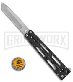 Bear OPS Bear-Song IV Black Tanto Butterfly Knife - Bead Blast Plain -Kershaw Store Bear Ops Bear Song IV tanto black bb BHQ 39364 er size large