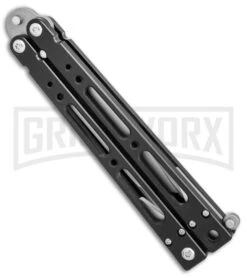 Bear OPS Bear-Song IV Black Tanto Butterfly Knife - Bead Blast Plain -Kershaw Store Bear Ops Bear Song IV tanto black bb BHQ 39364 er spine large