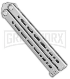 Bear Ops Bear Song VIII Silver Butterfly Trainer - Bead Blast Dull -Kershaw Store Bear Ops Bear Song VIII Butterfly Trainer 4.5 Satin B 821 SS S BHQ 117625 LS Side large