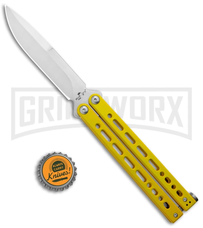 Bear Ops Bear Song VIII Yellow Butterfly Knife - Bayonet Satin Plain 6 Bear Ops Bear Song VIII Yellow Butterfly Knife - Bayonet Satin Plain - Image 4