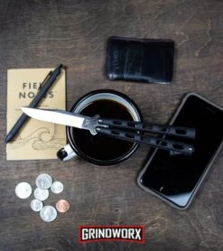 Bear And Son Knives 114 Silver Vein Balisong Butterfly Knife - Damascus Plain -Kershaw Store Bear Son 114B Large Butterfly Knife Black Satin BHQ 0364 kp lifestyle web large 1