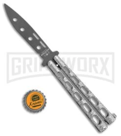 Bear & Son 115TR Large Silver Vein Butterfly Knife Trainer - Black -Kershaw Store Bear Son 115TR Large Butterfly Trainer Silver Vein Black BHQ 107300 jr bottlecap large