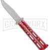 Bear & Son Knives Red Large 117 Balisong Butterfly Knife - Satin Plain 4TH18 -Kershaw Store Bear Son 117 large butterfly knife red satin BHQ 72584 er large