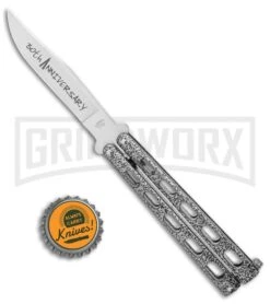 Bear & Son Anniversary 114 Silver Vein Butterfly (5" Satin) -Kershaw Store Bear Son Anniversary 114 Silver Vein Butterfly 5 Satin BHQ 121771 LS Bottlecaop jr large