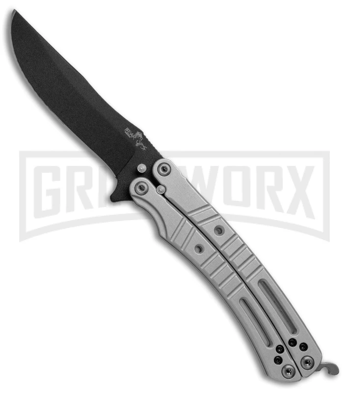 Bear OPS Bear-Song VI Gray Butterfly Knife - Black Plain 3 Bear OPS Bear-Song VI Gray Butterfly Knife - Black Plain