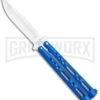 Bear & Son Knives Blue Large 117 Balisong Butterfly Knife - Satin Plain -Kershaw Store Bear Son Butterfly Blue 117BL BHQ 114368 LS large