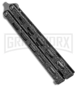 Bear & Son Knives 114 Silver Balisong Trainer Butterfly Knife - Satin Plain -Kershaw Store Bear Son Spear Point Butterfly Knife Stainless Steel 4in Dull Blade BHQ 8439 td side large