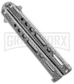 Bear & Son Knives Gray 117 Balisong Butterfly Knife - Stone Wash Plain -Kershaw Store Bear and Son Butterfly Gray SW BHQ 139093 jr spine large