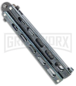 Bear & Son 115 Galaxy Butterfly Knife - Damascus Tanto Plain -Kershaw Store Bear and Son Butterfly Knife Black Sparkles Damascus Tanto BHQ 141056 jr side large