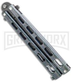 Bear & Son 115 Galaxy Butterfly Knife - Damascus Tanto Plain -Kershaw Store Bear and Son Butterfly Knife Black Sparkles Damascus Tanto BHQ 141056 jr spine large