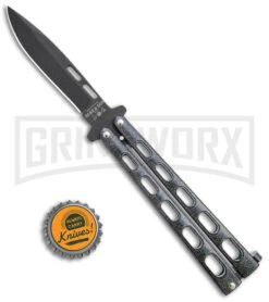 Bear & Son 115GX Galaxy Butterfly Knife - Black Plain -Kershaw Store Bear and Son Large Butterfly Galaxy Black BHQ 141493 jr bottlecap large