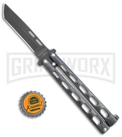 Bear & Son 115 Galaxy Butterfly Knife - Black Tanto Plain -Kershaw Store Bear and Son Large Butterfly Tanto Galaxy Black BHQ 141492 jr bottlecap large