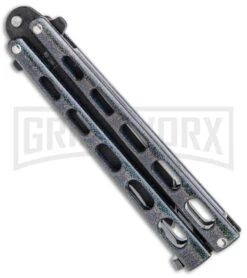 Bear & Son 115 Galaxy Butterfly Knife - Black Tanto Plain -Kershaw Store Bear and Son Large Butterfly Tanto Galaxy Black BHQ 141492 jr side large