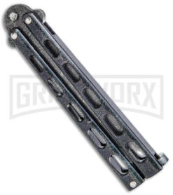 Bear & Son 114 Galaxy Butterfly Knife - Damascus Tanto Plain -Kershaw Store Bear and Son Large Butterfly Tanto Galaxy Damascus BHQ 141496 jr side large