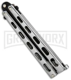 Bear & Son Knives 15 Stainless Steel Butterfly Knife - Tanto Black Plain -Kershaw Store Bear and Son Tanto Butterfly SS Black SS15TAN BHQ 87938 jr side large