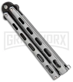 Bear And Son Knives SS14 Large Balisong Butterfly Knife - Tanto Damascus -Kershaw Store Bear and Son Tanto Butterfly SS Damascus SS14AD BHQ 88455 jr side large